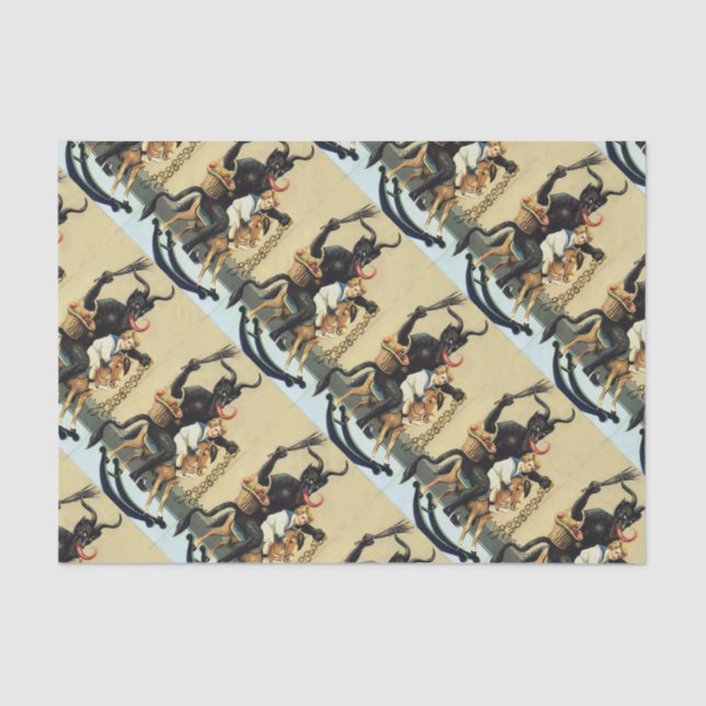 Krampus Rocking Horse Demon Holiday Christmas Xmas Tissue Paper (Front)