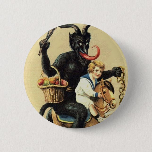 Krampus Rocking Horse Holiday Christmas Xmas 6 Cm Round Badge (Front)