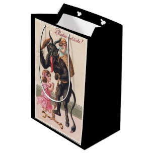 Krampus Scaring Girls Vintage Holiday Christmas Medium Gift Bag