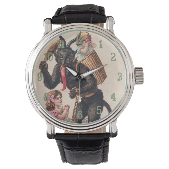 Krampus Scaring Girls Vintage Holiday Christmas Watch (Front)