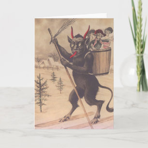 Krampus Skiing Kidnapping Women Holiday Card