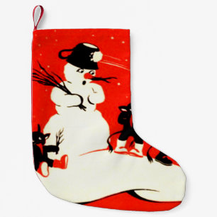 Krampus Snowman Snowball Switch Small Christmas Stocking