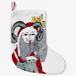 Krampus Stealing Kittens on Christmas Small Christmas Stocking