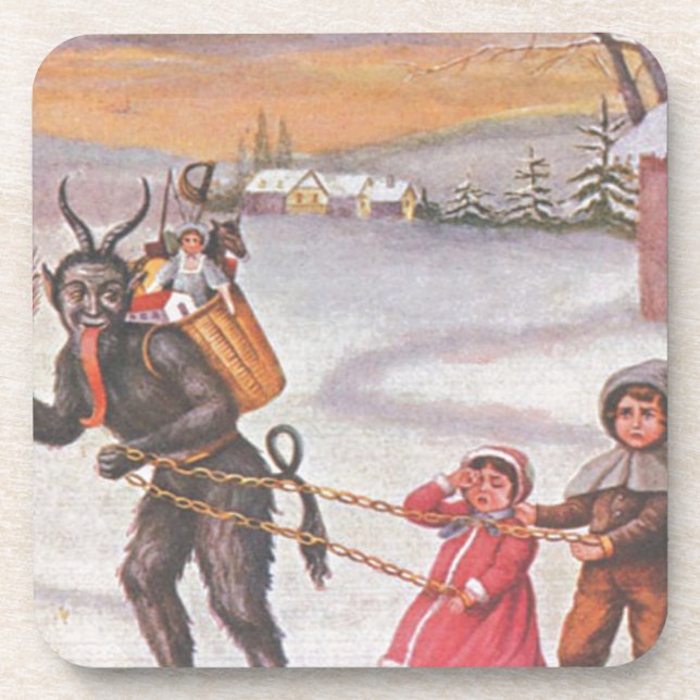 Krampus Stealing Toys & Children Coaster (Front)