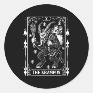 Krampus Tarot Card Design Christmas Season Evil Pa Classic Round Sticker