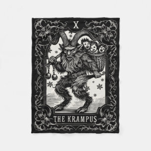 Krampus Tarot Card Design Christmas Season Evil Pa Fleece Blanket