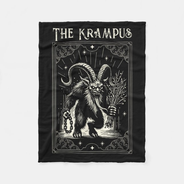 Krampus Tarot Card Design Christmas Season Evil Pa Fleece Blanket (Front)