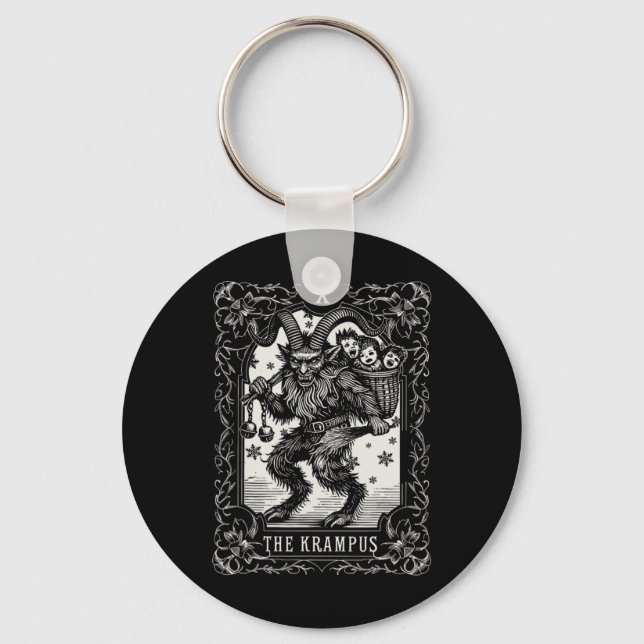 Krampus Tarot Card Design Christmas Season Evil Pa Key Ring (Front)