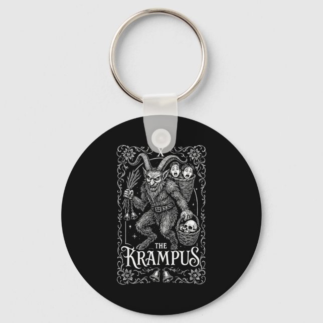 Krampus Tarot Card Design Christmas Season Evil Pa Key Ring (Front)
