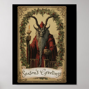 Krampus Tarot Card Design Christmas Season Evil Pa Poster