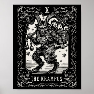 Krampus Tarot Card Design Christmas Season Evil Pa Poster