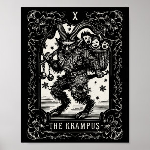 Krampus Tarot Card Design Christmas Season Evil Pa Poster