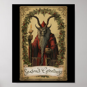 Krampus Tarot Card Design Christmas Season Evil Pa Poster