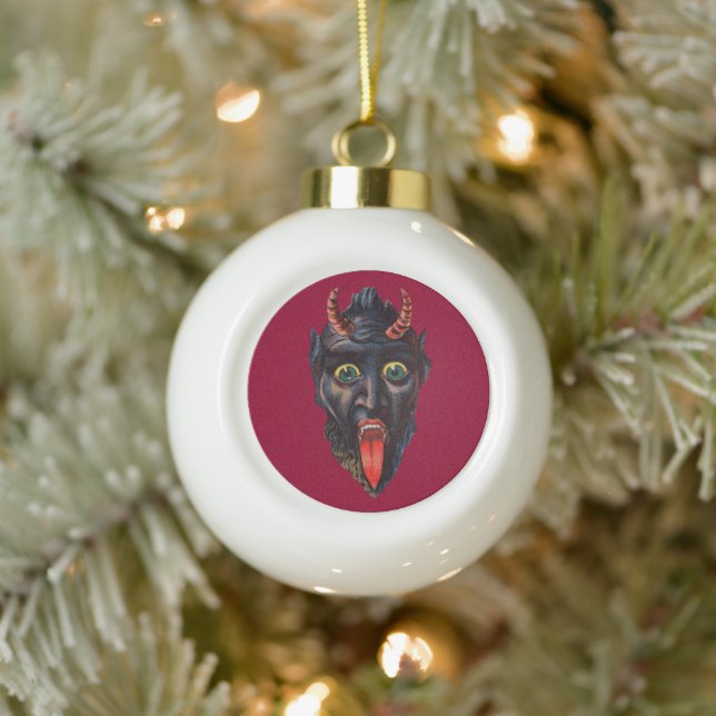 Krampus Vintage Ceramic Ball Christmas Ornament (Tree)