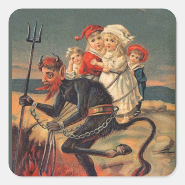 Krampus with a Load of Children Christmas Stickers (Front)