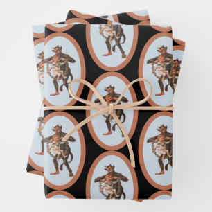 Krampus Wrapping Paper Flat Sheet Set of 3