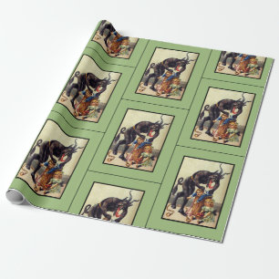 Krampus wrapping paper green