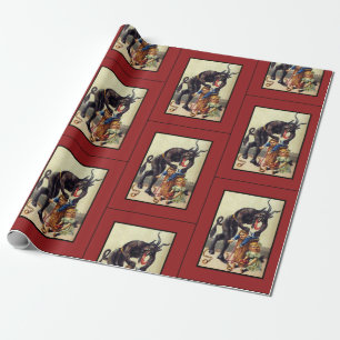 Krampus wrapping paper red