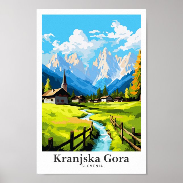 Kranjska Gora Slovenia Travel Potrait Illustration Poster (Front)
