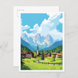 Kranjska Gora Slovenia travel Vintage illustration Postcard