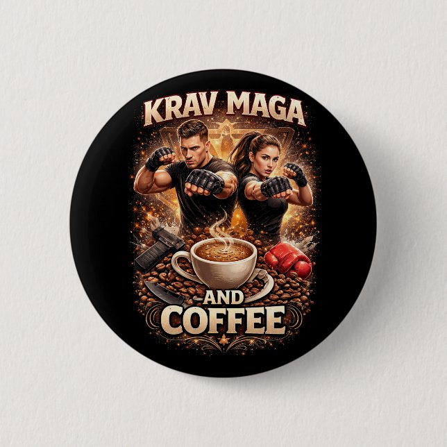 Krav Maga and Coffee 6 Cm Round Badge (Front)