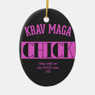 Krav Maga Chick - Mess with me Ceramic Tree Decoration