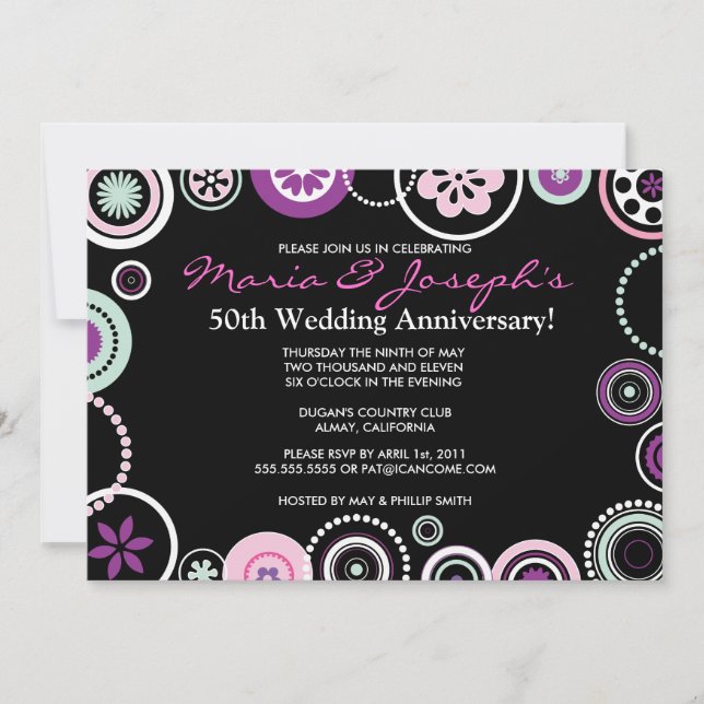 KRAZY POLKA DOT Wedding Anniversary Invitation (Front)