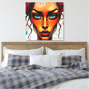 Kreative Illustration einer rothaarigen Frau Canvas Print