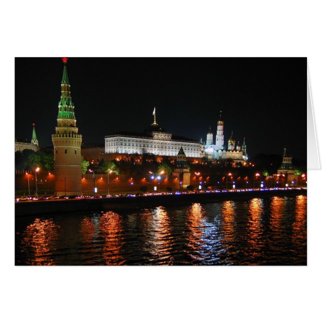 Kremlin Lights Reflecting off Moskva River, Moscow (Front Horizontal)