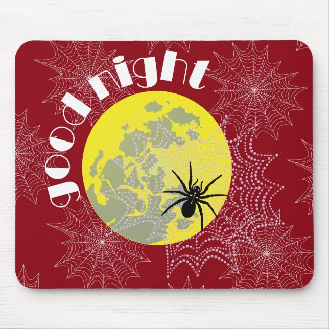 Kreuzspinne im Netz bei Vollmond Mouse Pad (Front)