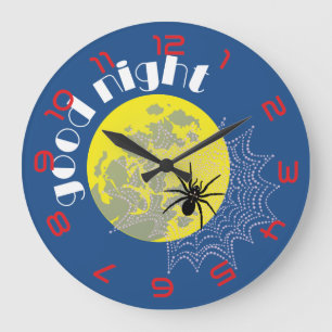 Kreuzspinne im Netz Large Clock