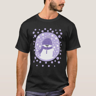 Krimbles Fun Dotty Snowman With Lilac Woolly Hat A T-Shirt