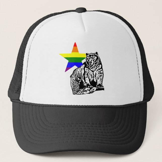 Kris Alan grizzly bear Rainbow Trucker Hat (Front)