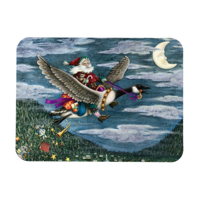 KRIS KRINGLE AND TOYS ON CANADIAN GOOSE CHRISTMAS MAGNET (Horizontal)