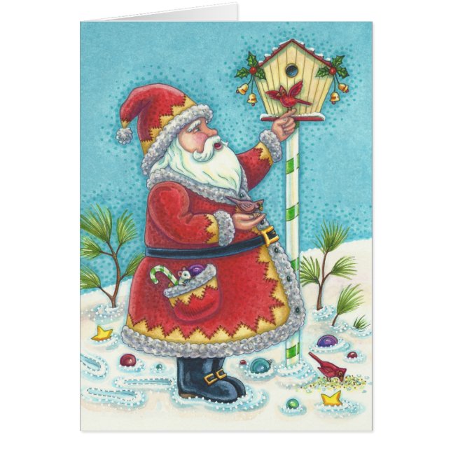 KRIS KRINGLE & CARDINAL CHRISTMAS GREETING CARD B (Front)