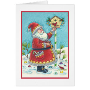 KRIS KRINGLE & CARDINAL CHRISTMAS GREETING CARD B