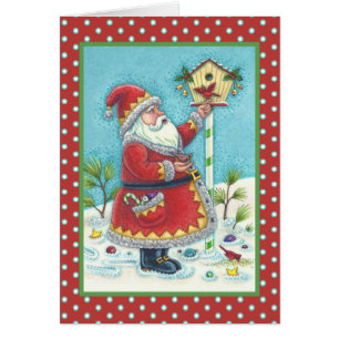 KRIS KRINGLE & CARDINAL CHRISTMAS GREETING CARD V