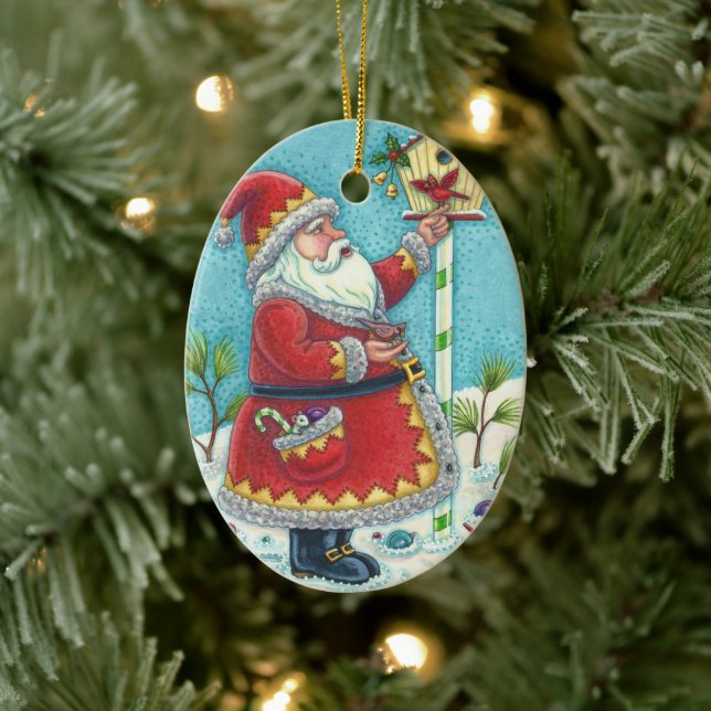 KRIS KRINGLE RED BIRDS, CHRISTMAS SANTA Date 2019 Ceramic Tree Decoration (Tree)