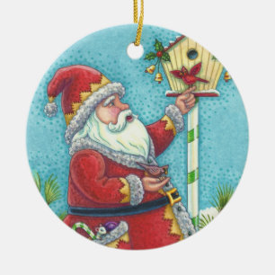 KRIS KRINGLE REDBIRDS, CHRISTMAS SANTA Dated 2020 Ceramic Tree Decoration