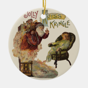 Kris Kringle Santa Claus Victorian Christmas art Ceramic Tree Decoration