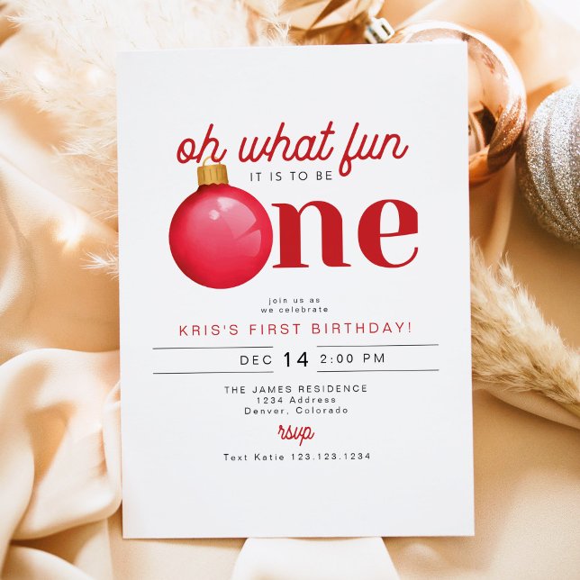 KRIS Oh What Fun To Be One 1st Birthday Invitation (Creator Uploaded)