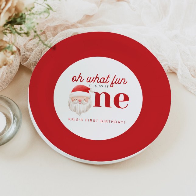KRIS Oh What Fun To Be One 1st Birthday Invitation Paper Plate (Creator Uploaded)