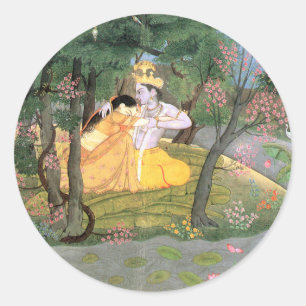 Krishna and Radha Classic Round Sticker