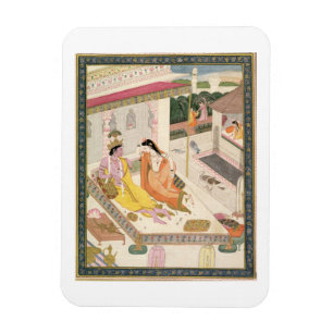 Krishna and Radha on a bed in a Mogul palace, Punj Magnet