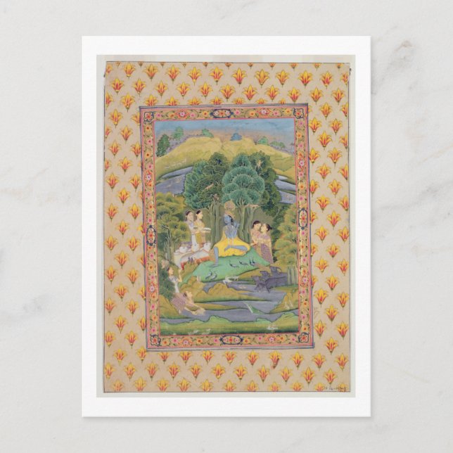 Krishna and the Gopis (gouache on paper) Postcard (Front)