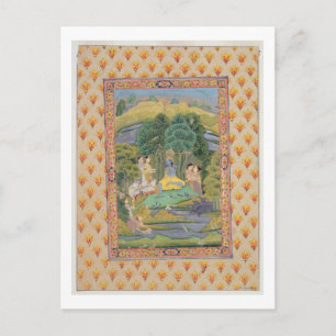 Krishna and the Gopis (gouache on paper) Postcard