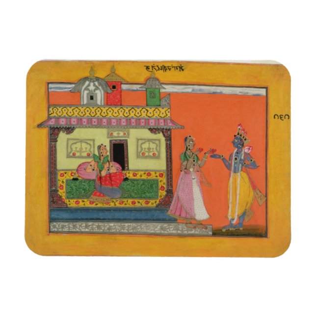 Krishna arriving at Radha's house, illustration fr Magnet (Horizontal)