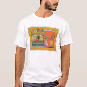 Krishna arriving at Radha's house, illustration fr T-Shirt
