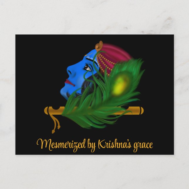 Krishna cards Beautiful blue Krishna art postcards (Front)