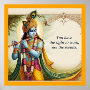 Krishna Gita Quote Art: Spiritual Motivation Poster